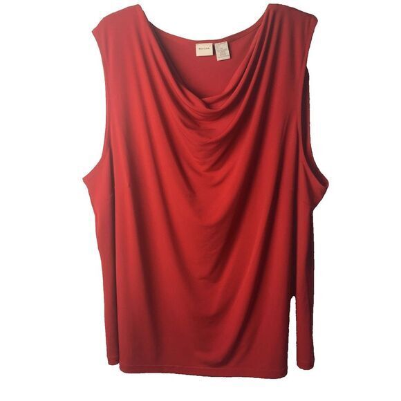 Merona Red Draped Neck Sleeveless Suite Blouse Great for Holiday Size 2X - Picture 1 of 4